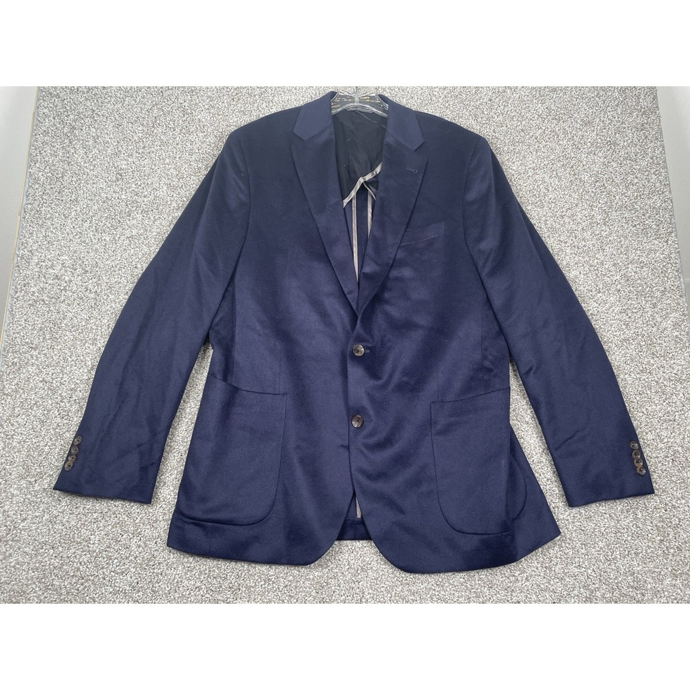 JACK VICTOR 100% Cashmere Blazer Mens 44L Navy Blue Sports Coat Made In Canada